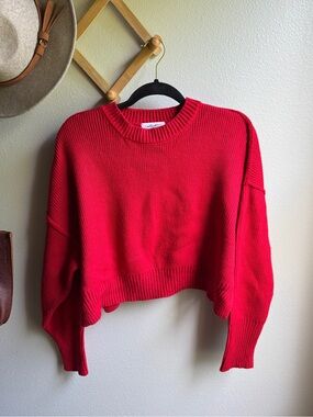 CJLA Red Cropped Crewneck Sweater - Women
